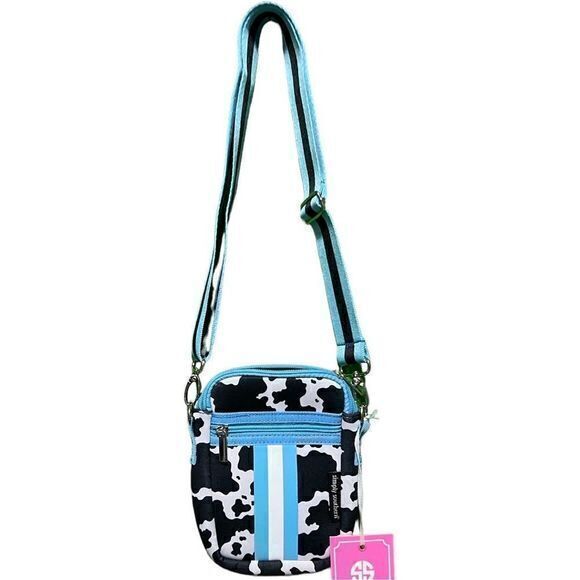 Simply Southern Neoprene Cow Large‎ and Mini Crossbody Purse Set Black White NWT - Picture 8 of 11